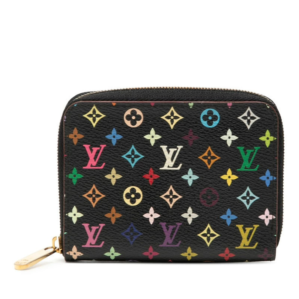 Louis Vuitton Monogram Multicolor Zippy Coin Round Zipper Case Black